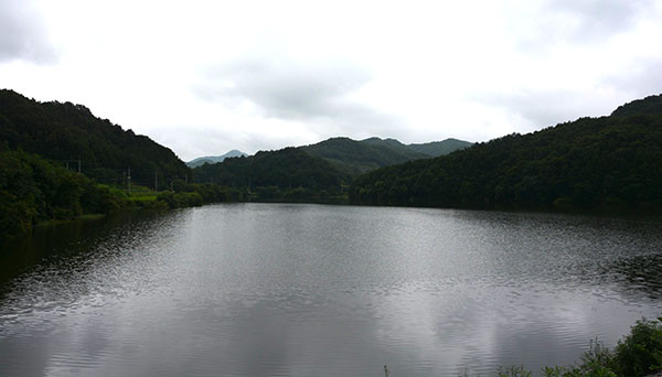 한중리 백록저수지 전경.