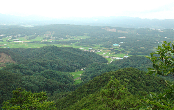 말티재 정상에서 바라본 풍경.