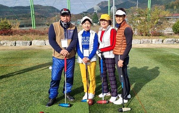 2021온라인국제우드볼대회 국가대표에 선발된 보은군의 (좌로부터) 박창흠, 김미경, 김순덕, 김남중 선수.