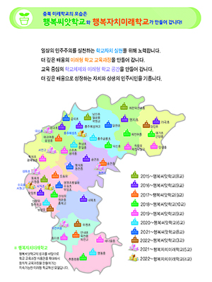 충북교육청이 발표한 충북도내 ‘행복씨앗학교’ ‘행복자치미래학교’ 지정현황.