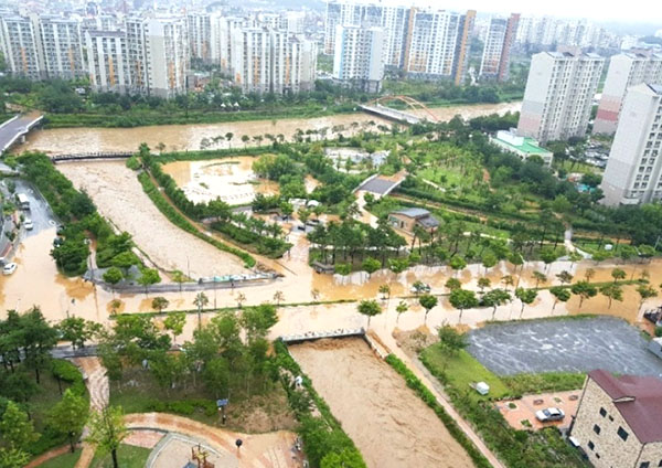 수해피해를 입은 제천시 강제지구.