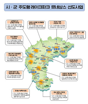 시군 주도형 레이크파크 르네상스 선도사업 현황도.