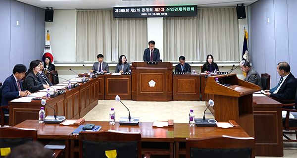 12일 보은군의회에서 성제홍 산업경제위원장이 회의를 주재하고 있다. /제공 보은군의회