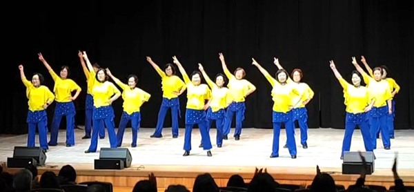 충북체육회장배 생활체조대회에 출전한 보은군 선수들이 기량을 선보이고 있다.