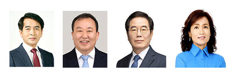 왼쪽부터 최재형 (국민의힘), 박연수 (더불어민주당), 이태영 (더불어민주당), 하유정 (더불어민주당).